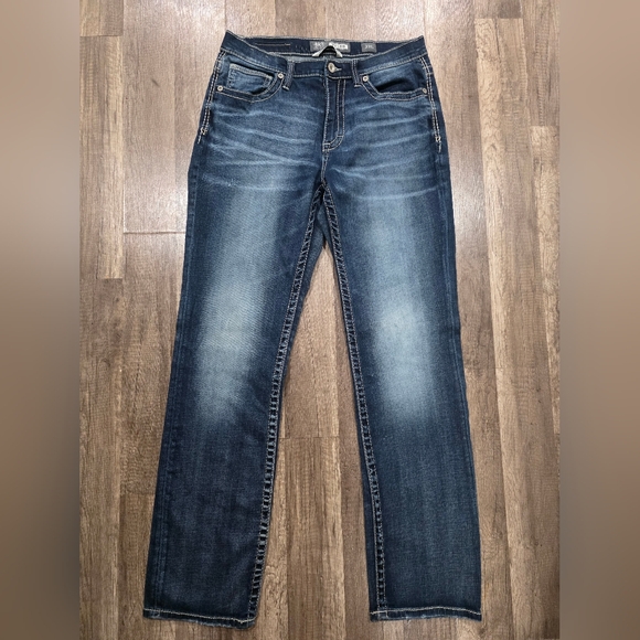 BKE Tyler Straight Leg Jeans Mens Stretch Revolve 33 Levis Classy Blue - Picture 12 of 13